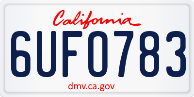 CA license plate 6UFO783
