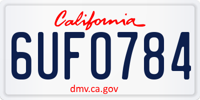 CA license plate 6UFO784