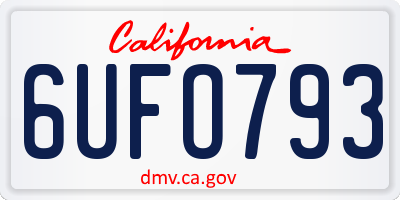 CA license plate 6UFO793