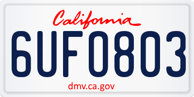 CA license plate 6UFO803