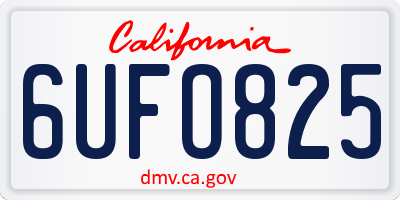 CA license plate 6UFO825
