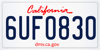 CA license plate 6UFO830