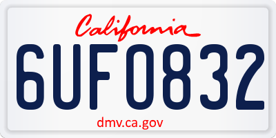 CA license plate 6UFO832