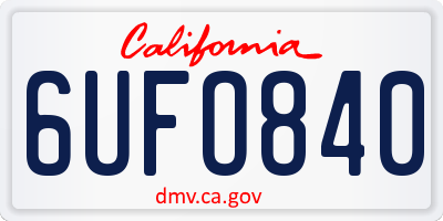 CA license plate 6UFO840