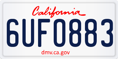 CA license plate 6UFO883