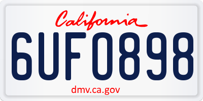 CA license plate 6UFO898