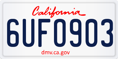 CA license plate 6UFO903