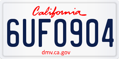 CA license plate 6UFO904