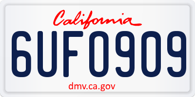 CA license plate 6UFO909