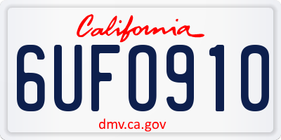CA license plate 6UFO910