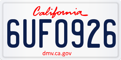 CA license plate 6UFO926