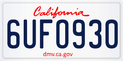CA license plate 6UFO930