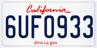 CA license plate 6UFO933