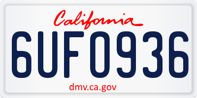 CA license plate 6UFO936