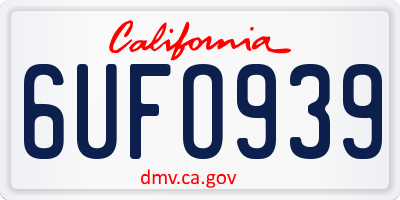 CA license plate 6UFO939