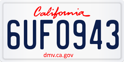 CA license plate 6UFO943