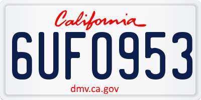 CA license plate 6UFO953