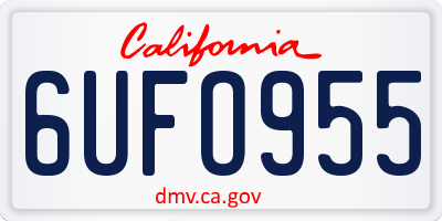 CA license plate 6UFO955