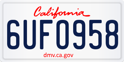 CA license plate 6UFO958