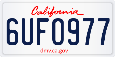 CA license plate 6UFO977