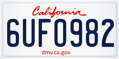 CA license plate 6UFO982