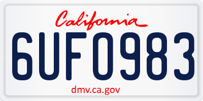 CA license plate 6UFO983