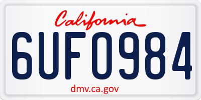 CA license plate 6UFO984