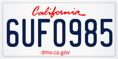 CA license plate 6UFO985