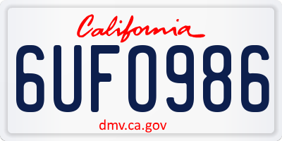 CA license plate 6UFO986