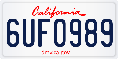 CA license plate 6UFO989