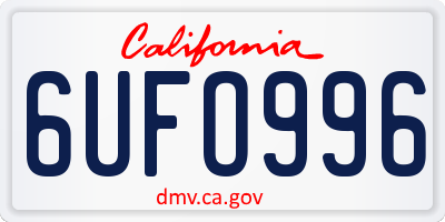 CA license plate 6UFO996