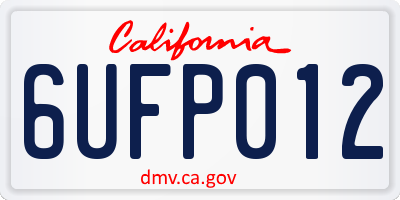 CA license plate 6UFP012