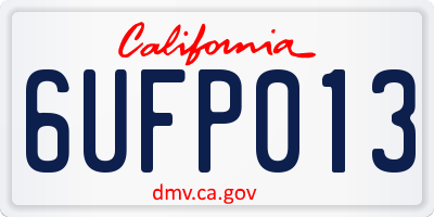 CA license plate 6UFP013