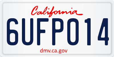 CA license plate 6UFP014