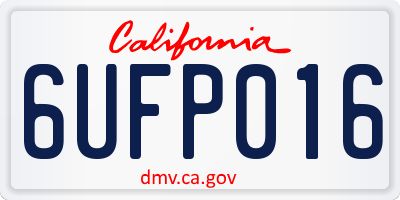 CA license plate 6UFP016
