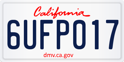 CA license plate 6UFP017