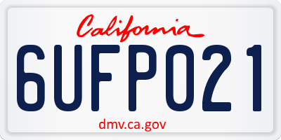 CA license plate 6UFP021