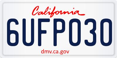 CA license plate 6UFP030