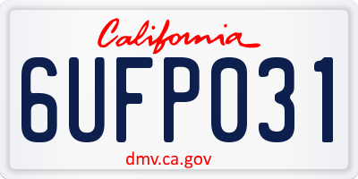 CA license plate 6UFP031