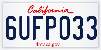 CA license plate 6UFP033