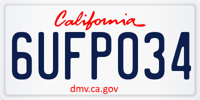 CA license plate 6UFP034
