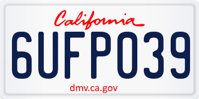 CA license plate 6UFP039