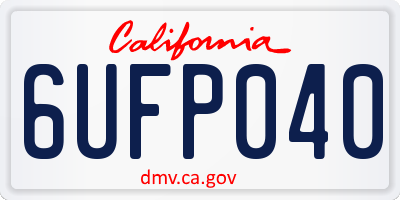 CA license plate 6UFP040