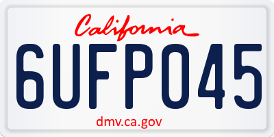 CA license plate 6UFP045