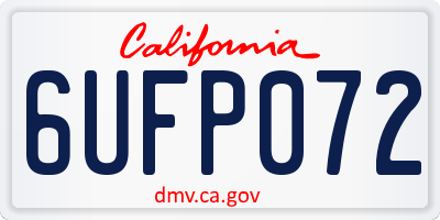 CA license plate 6UFP072