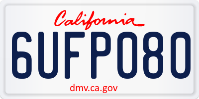 CA license plate 6UFP080