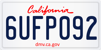 CA license plate 6UFP092