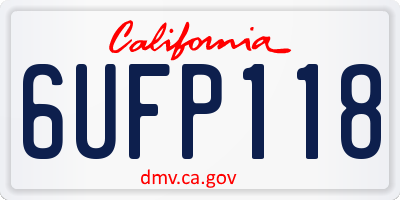 CA license plate 6UFP118