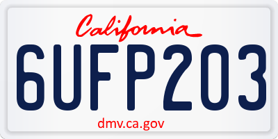 CA license plate 6UFP203