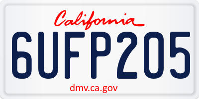 CA license plate 6UFP205